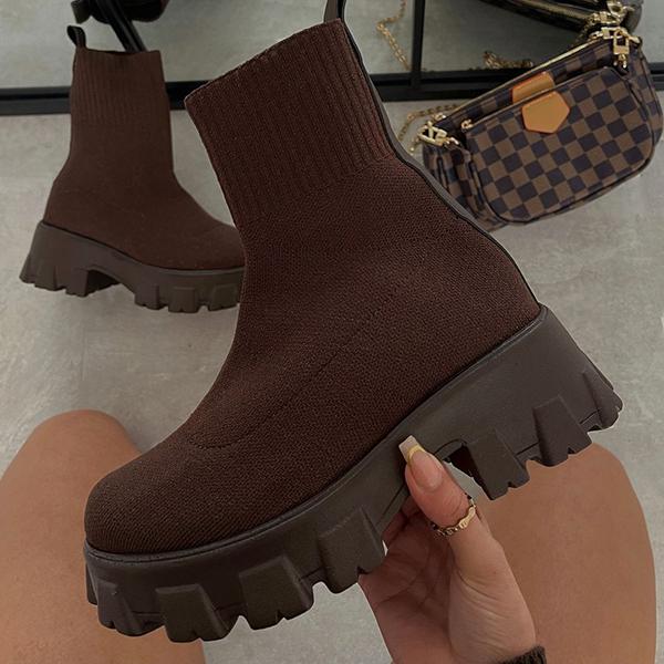 Women's Platform Ankle Boots - Comfortable Stretchy Fit