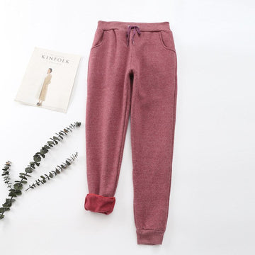 Women's Winter Joggers Trousers - Drawstring Waist and Tapered Fit