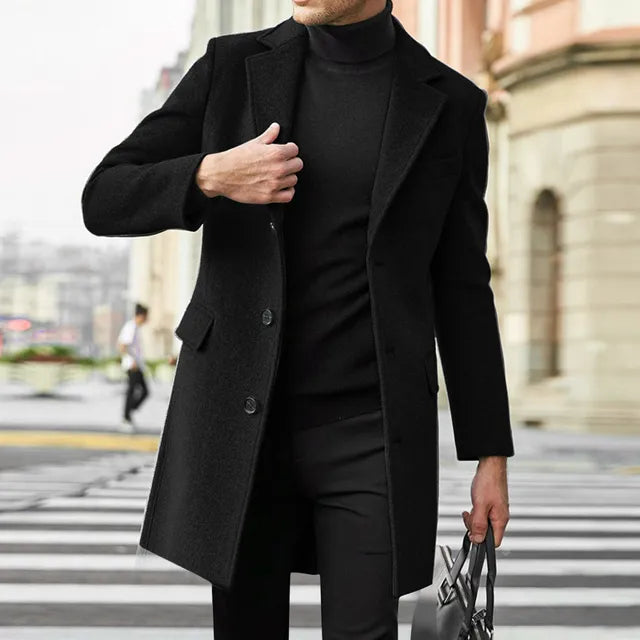 Men's Coat - Single-Breasted with Notch Lapel