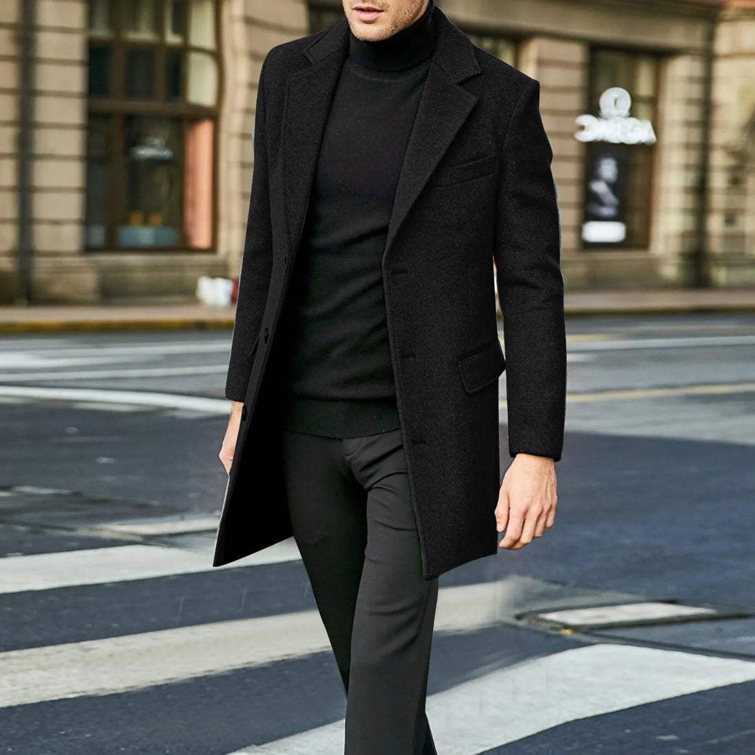 Men's Coat - Single-Breasted with Notch Lapel