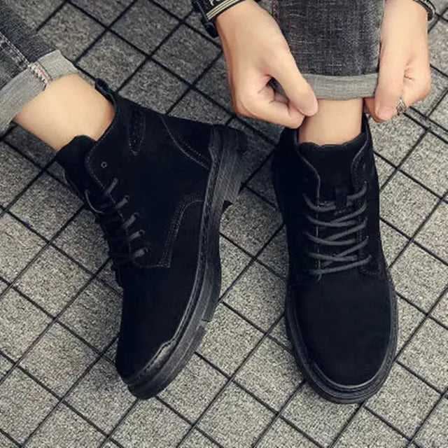 Men's Ankle Boots - Lace Up with Sturdy Sole