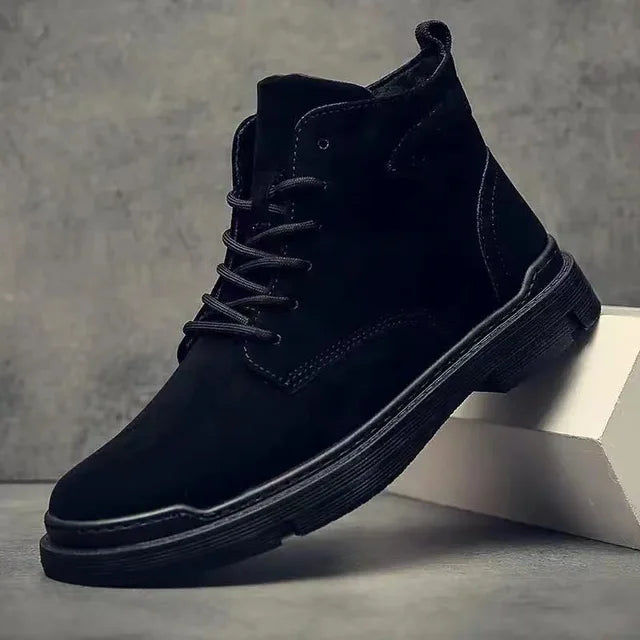 Men's Ankle Boots - Lace Up with Sturdy Sole