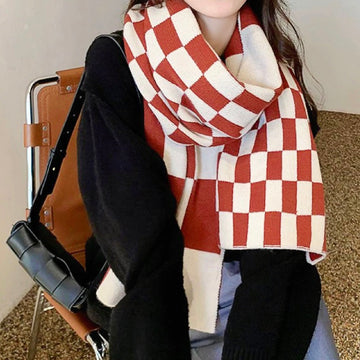 Women's Scarf - Checkered Knit