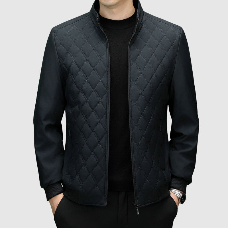 Men's Full-Zip Jacket - Quilted Chest with Stand Collar