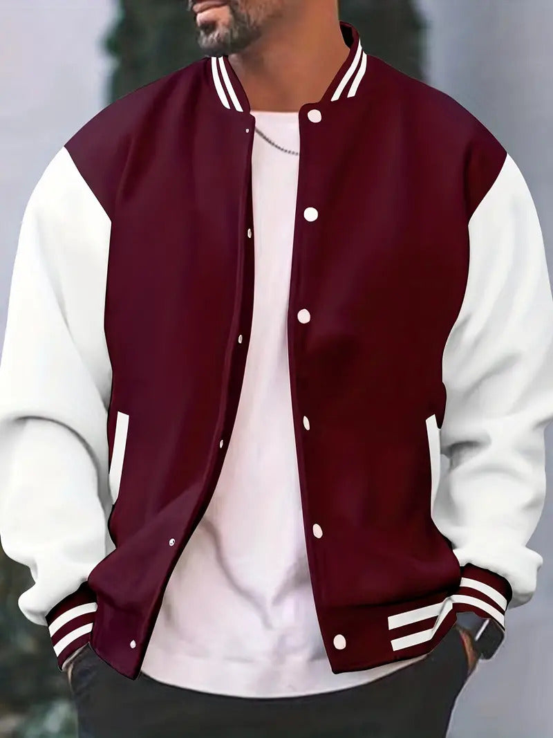 Stylish and Classic Bomber Jacket with Snap Buttons for Men