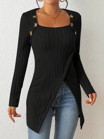 Crystal - Asymmetric Knit Winter Pullover for Women