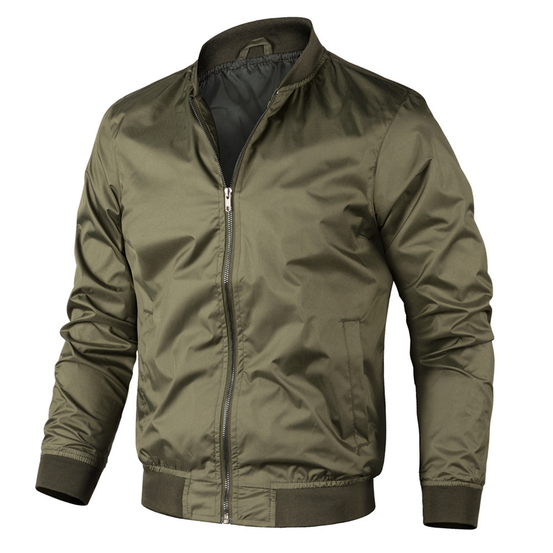 Men's Bomber Jacket - Ribbed Collar & Cuffs with Full Zip