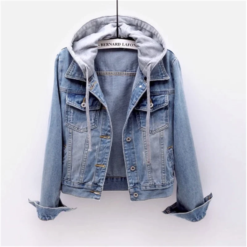 Women's Lightweight Hooded Denim Jacket - Summer Casual Trendy