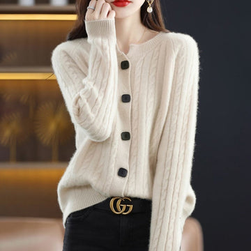 Women's Cable Knit Button Cardigan - One Size All-Season Style
