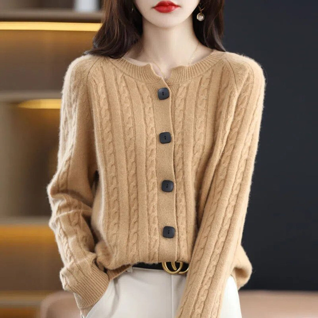 Women's Cable Knit Button Cardigan - One Size All-Season Style