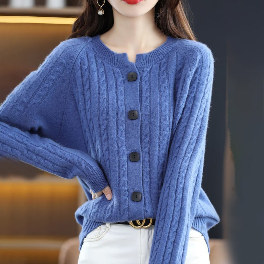 Women's Cable Knit Button Cardigan - One Size All-Season Style