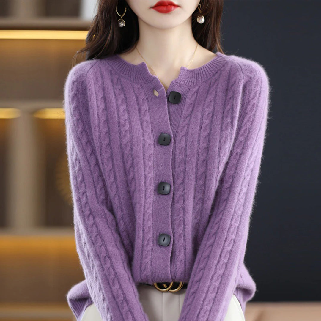 Women's Cable Knit Button Cardigan - One Size All-Season Style