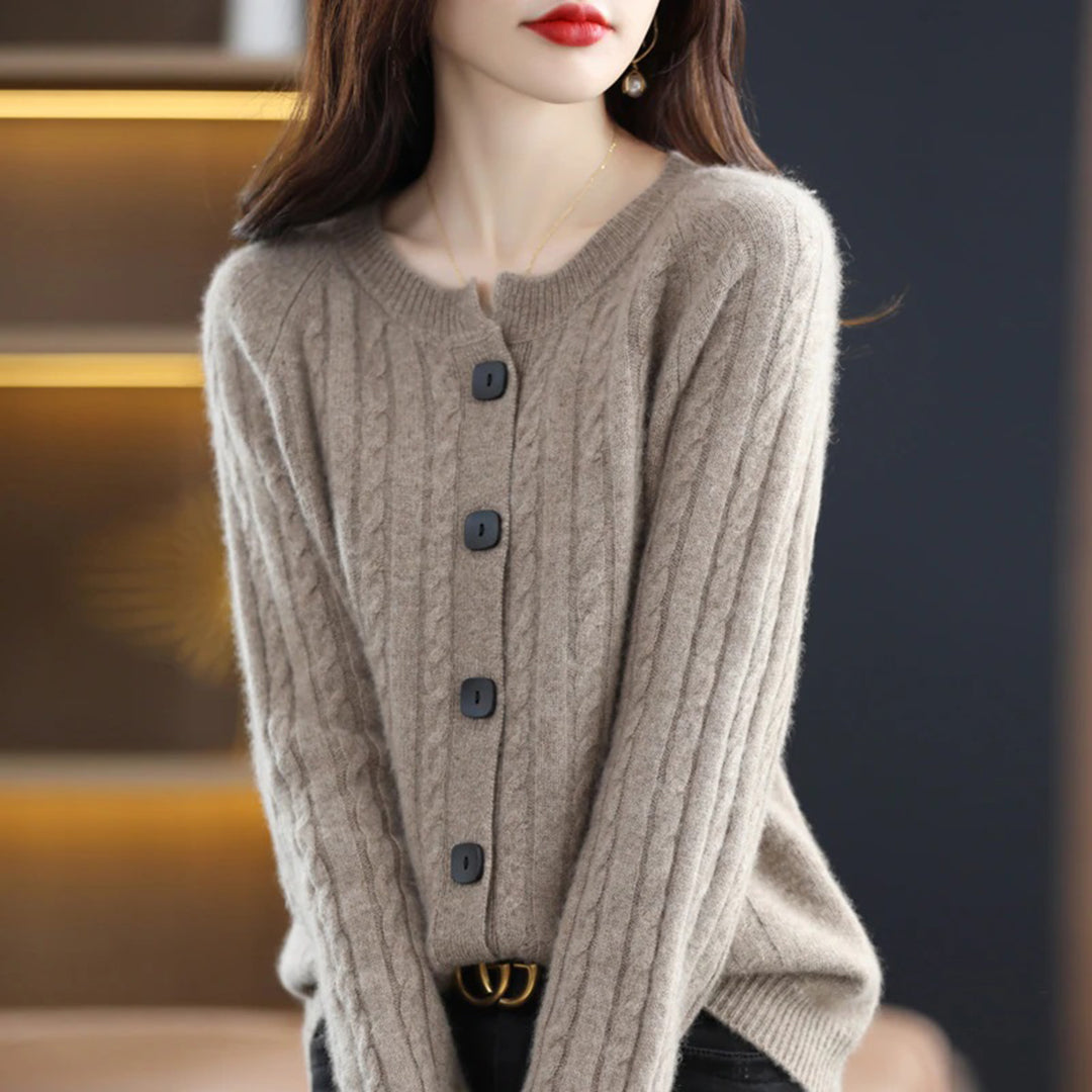 Women's Cable Knit Button Cardigan - One Size All-Season Style