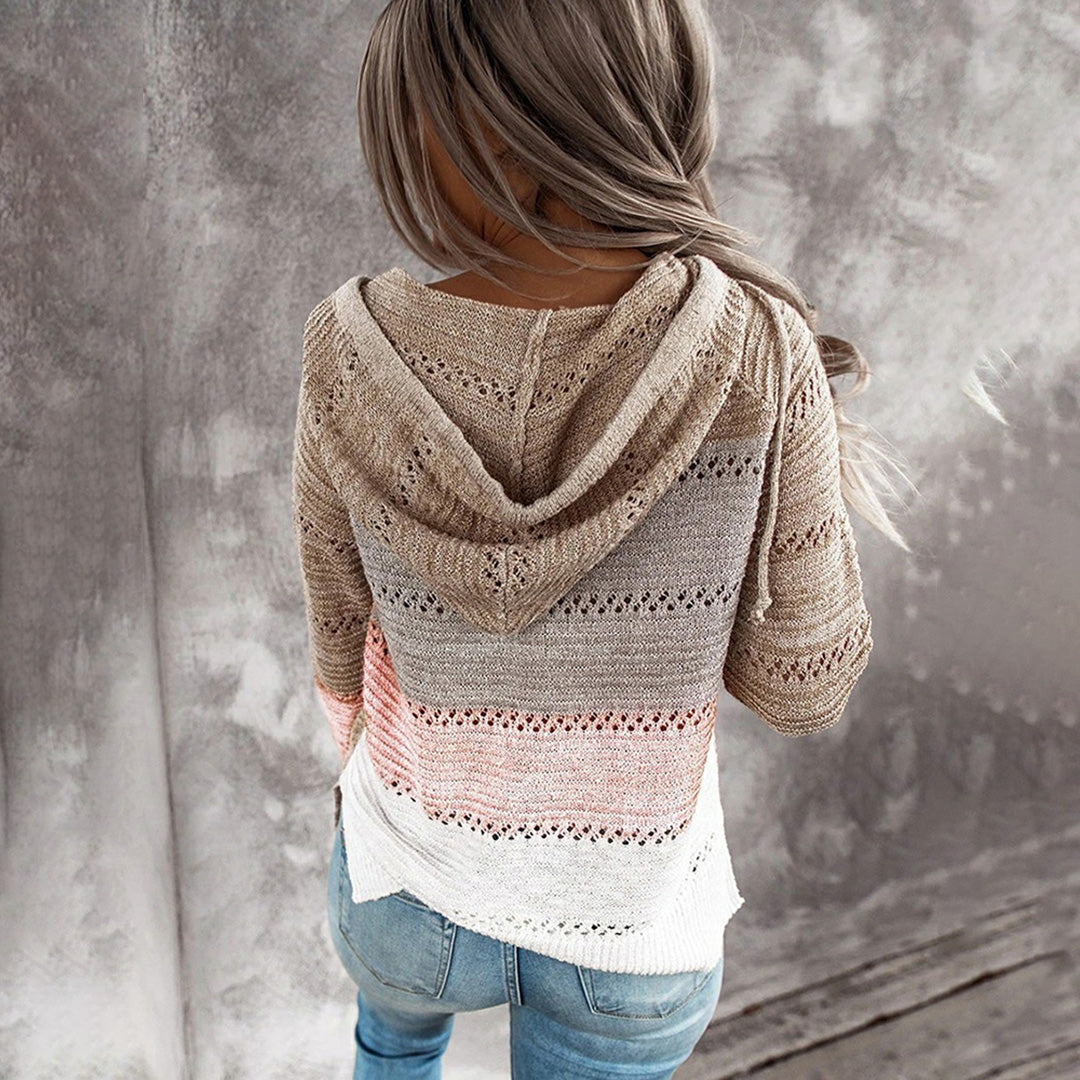 Chic and Stylish V-Neck Sweater with Hood for Women