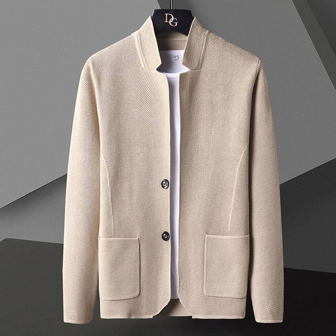 Men's Stand-Up Collar Knit Cardigan - Versatile Transition Sweater