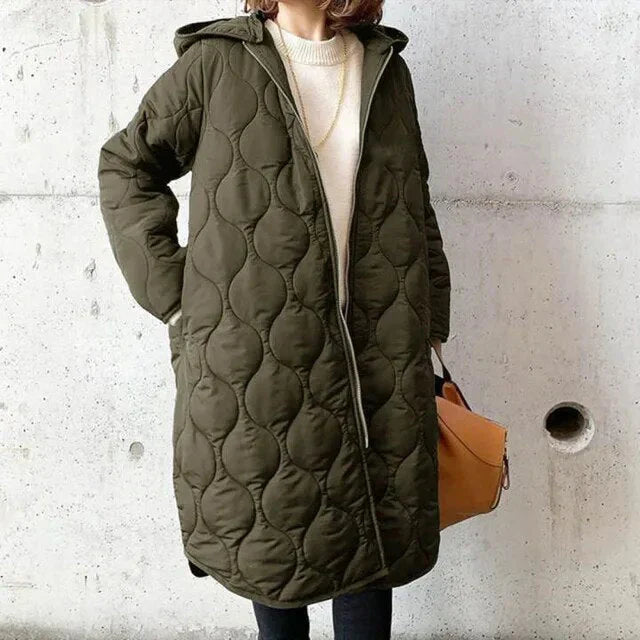 Karla - Classic Quilted Long Coat for Women