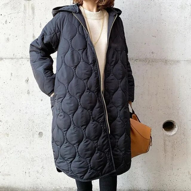 Karla - Classic Quilted Long Coat for Women