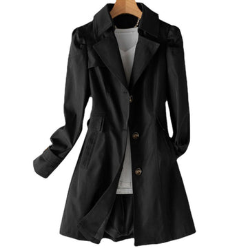 Women's Long Trench Coat - Windproof Waterproof Adjustable