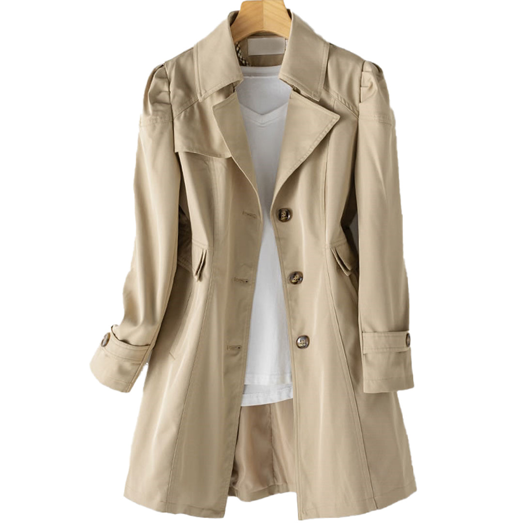 Women's Long Trench Coat - Windproof Waterproof Adjustable