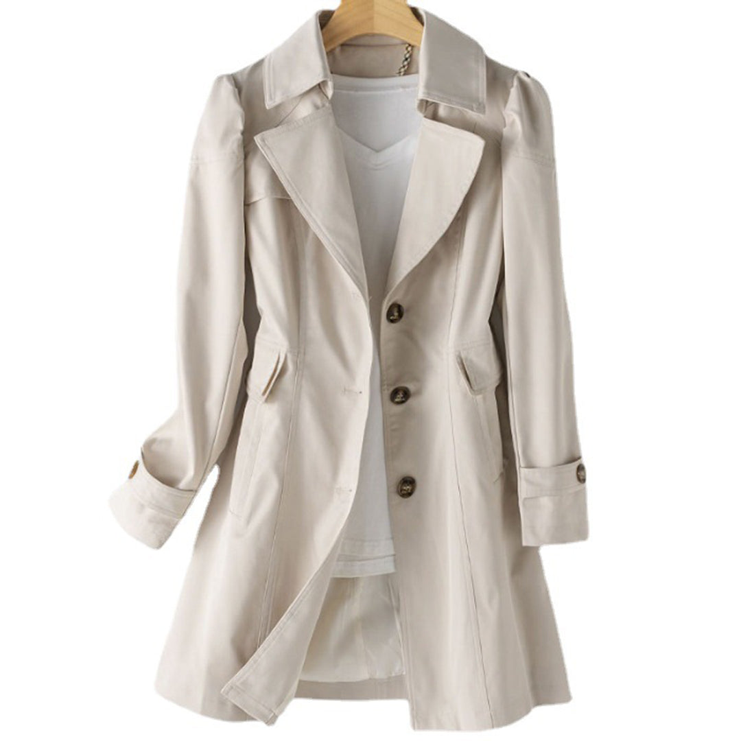 Women's Long Trench Coat - Windproof Waterproof Adjustable