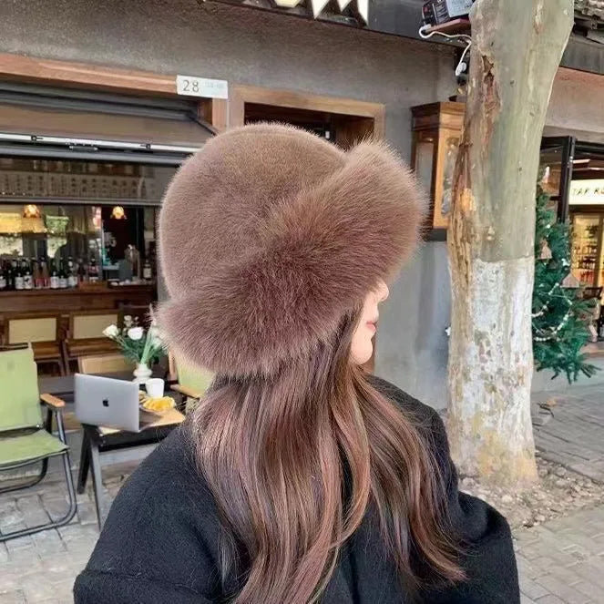 Women's Winter Hat - Rounded Crown and Plush Wide Trim