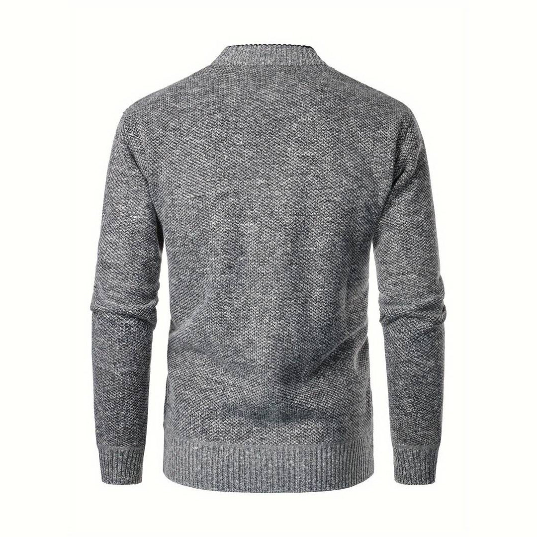 Men's Light Grey V-Neck Button Cardigan - Casual Knit Vest