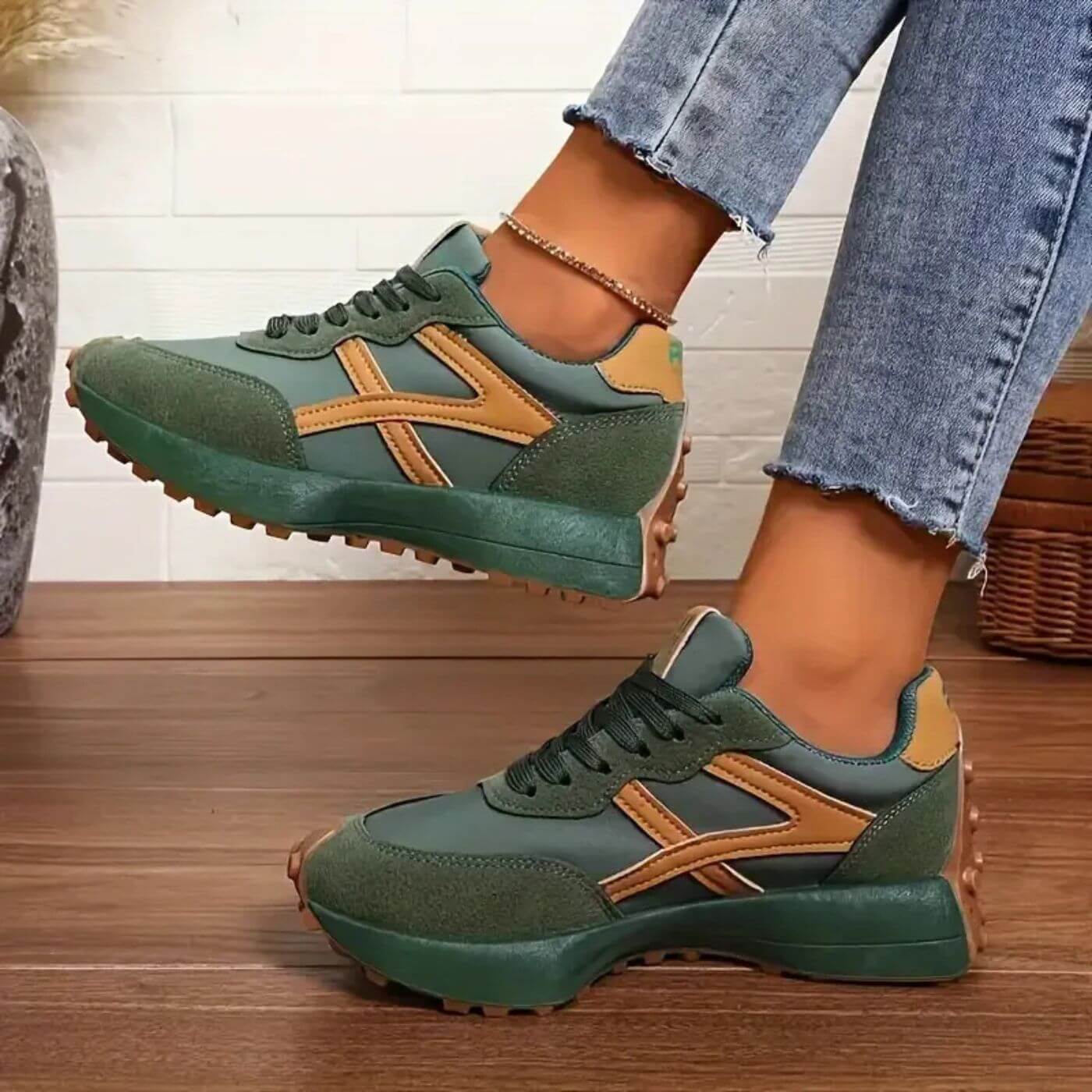Women's Trainers - Chunky Sole with Contrast Panel Design
