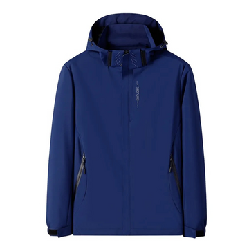 Men's Blue Hooded Windbreaker - Waterproof Design