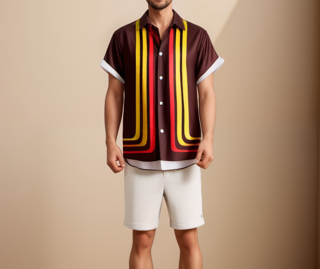 Retro Summer Shirt with Short Sleeves for Men