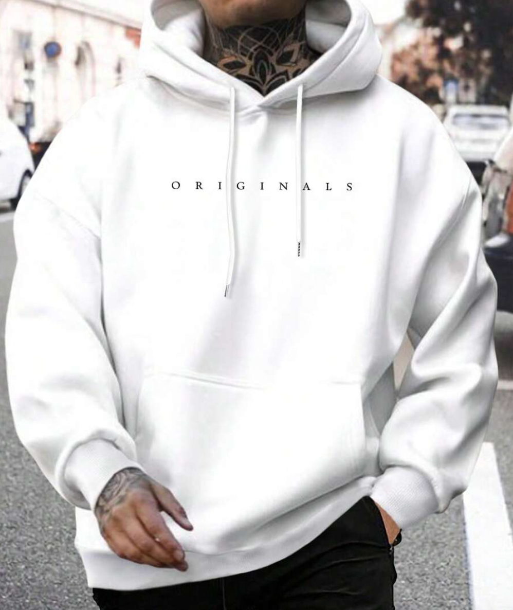 Men's Oversized Hoodie - 'Originals' Graphic & Kangaroo Pocket