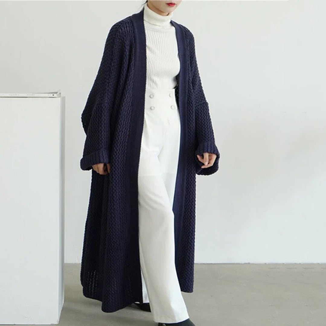 Women's Stylish Oversized Knit Cardigan - Long Layer