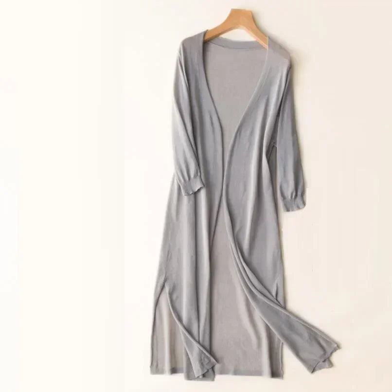 Women's Stylish Long Cardigan - Open-Front Style
