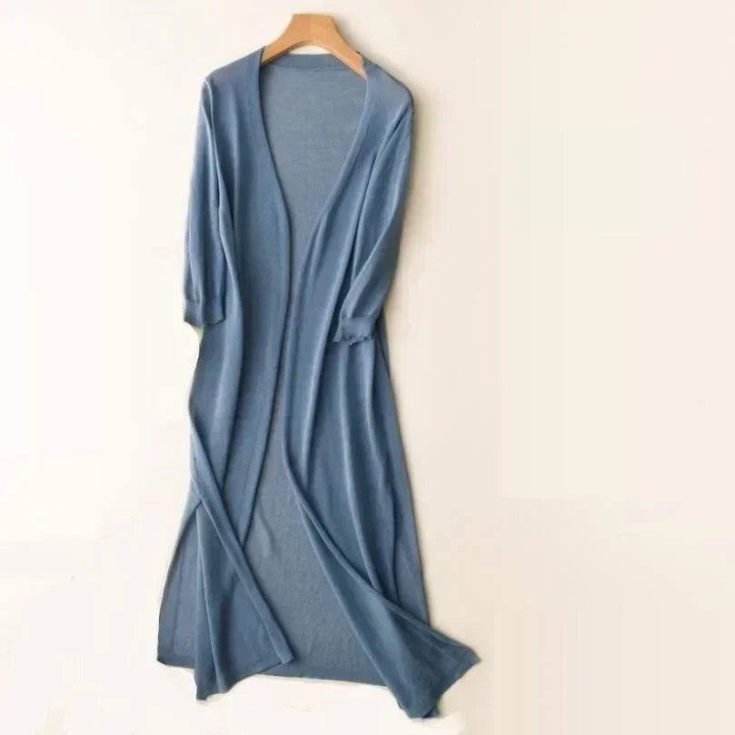 Women's Stylish Long Cardigan - Open-Front Style