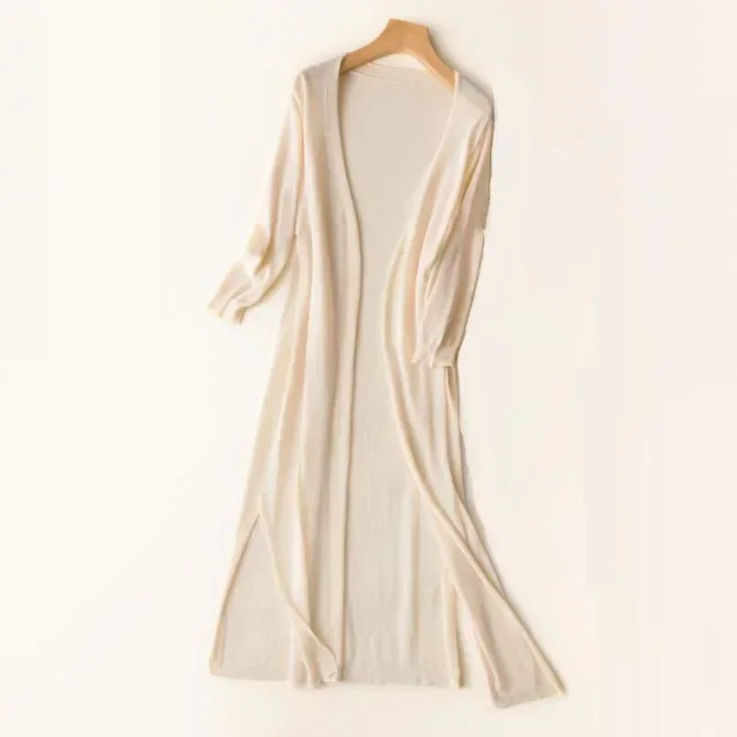 Women's Stylish Long Cardigan - Open-Front Style