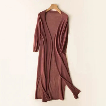 Women's Stylish Long Cardigan - Open-Front Style