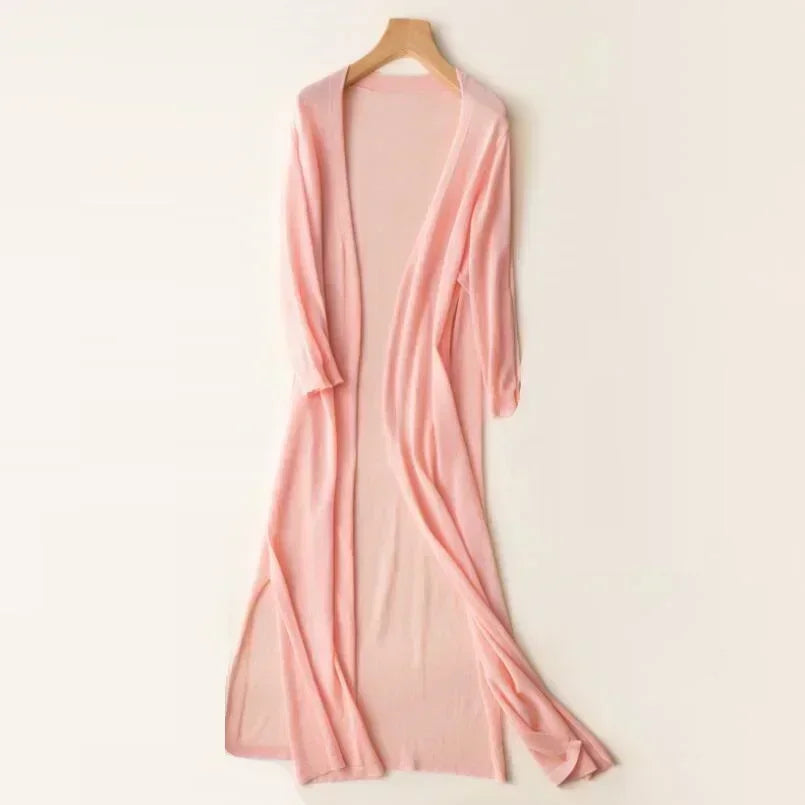 Women's Stylish Long Cardigan - Open-Front Style