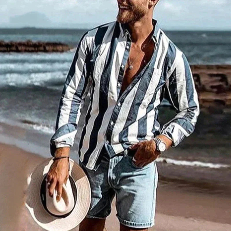 Breathable Striped Shirt with Relaxed Fit for Men | Jomar