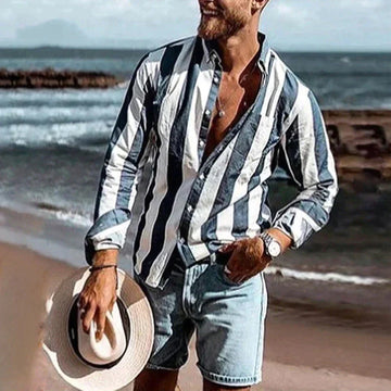 Breathable Striped Shirt with Relaxed Fit for Men | Jomar