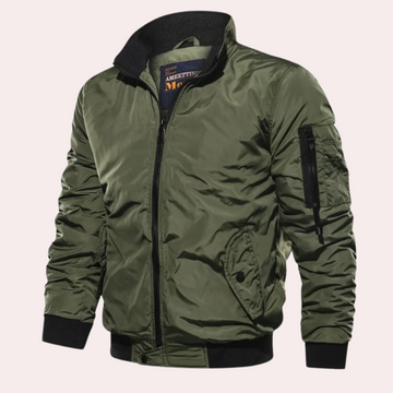 Men's Bomber Jacket - Full Zip with Ribbed Detail