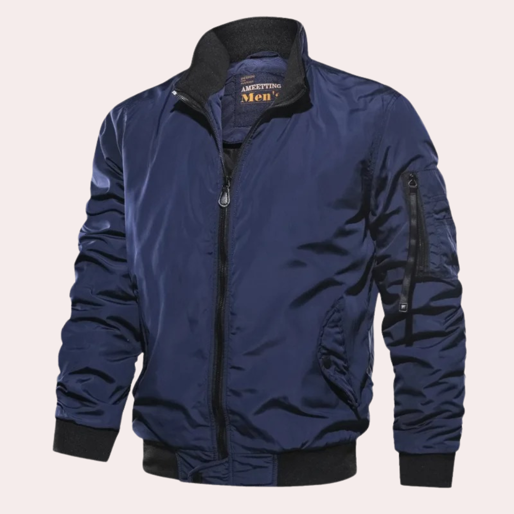 Men's Bomber Jacket - Full Zip with Ribbed Detail