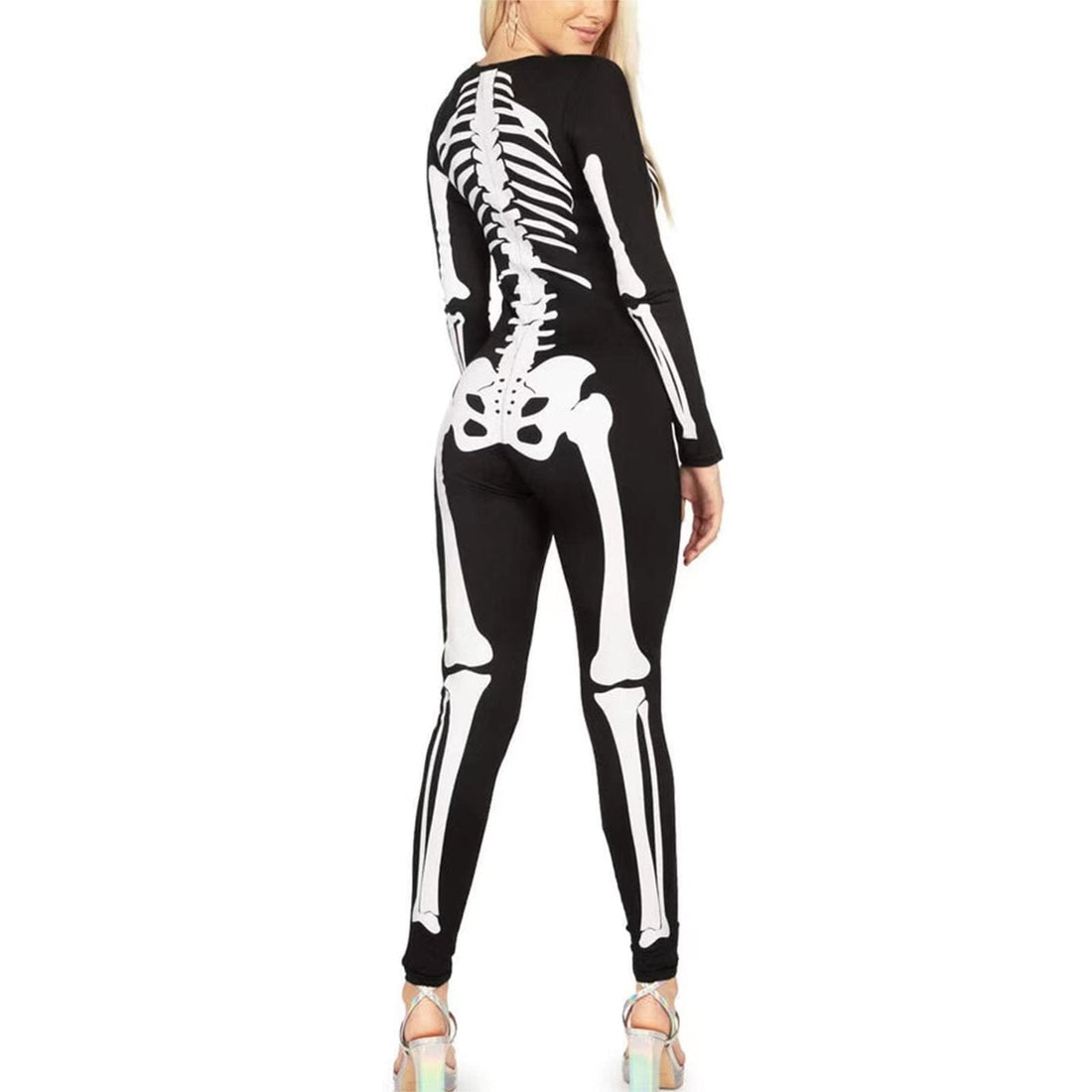 Women's Glow-in-the-Dark Halloween Costume - Skeleton Jumpsuit