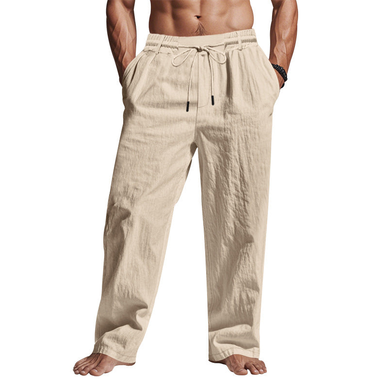 Comfortable Linen Trousers with Drawstring Waist for Men