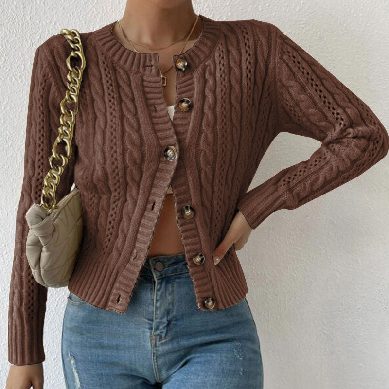 Women's Stylish Cable Knit Cardigan - Comfortable Slim-Fit Style