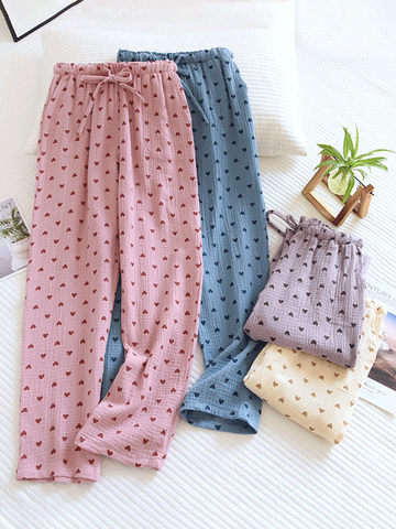 Emily - Cotton Pyjama Pants with Heart Print for Women