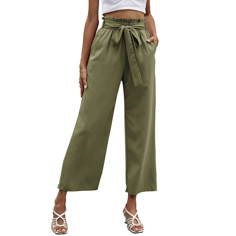Women's Wide-Leg Trousers - Adjustable Waist, Modern Fit & Versatile