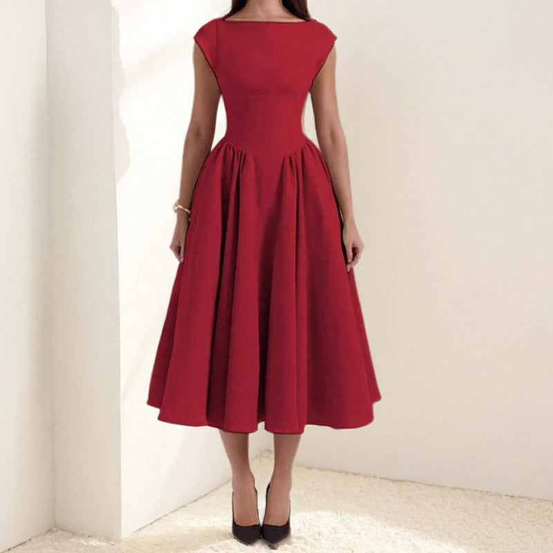 Elegant Pleated Midi Dress for Women