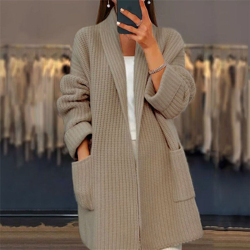 Women's Long Knitted Cardigan - Stylish Oversized Fit