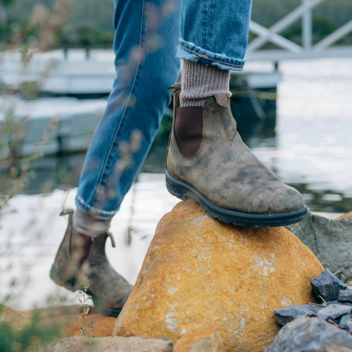 Men's Chelsea Boots - Slip-On Ankle with Dual Pull Tabs