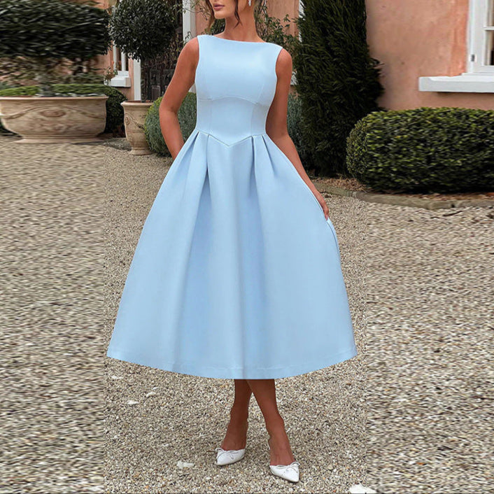 Women's A-Line Classic Midi Dress - Versatile All-Season Style