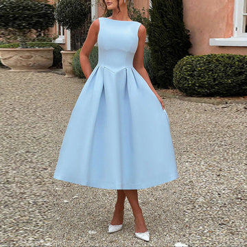 Women's A-Line Classic Midi Dress - Versatile All-Season Style